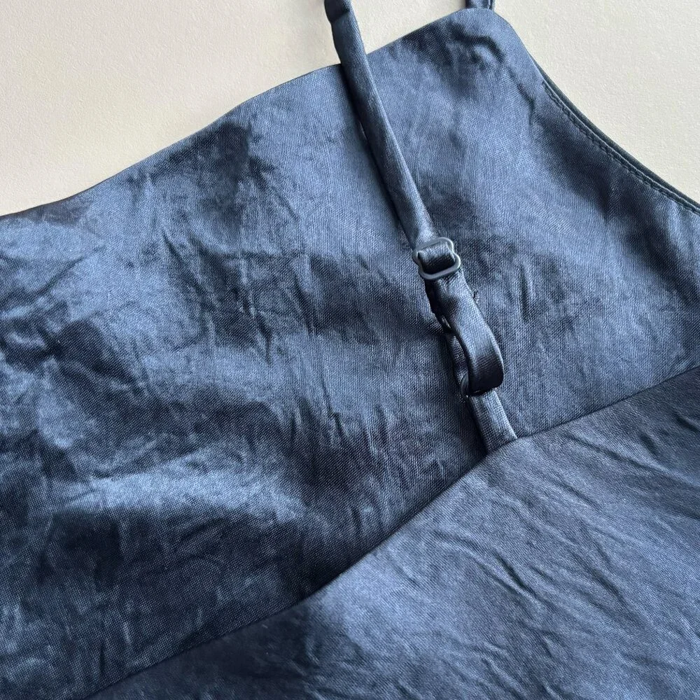 Aritzia Babaton Model Dress, Blue Satin Cowl-Neck Mini, Cami Slip Dress, sz XS - Picture 7 of 16